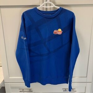 Vintage PEPSICO CANADA FRITO LAY Unisex Sweatshirt | Blue w/ Graphics | Youth L